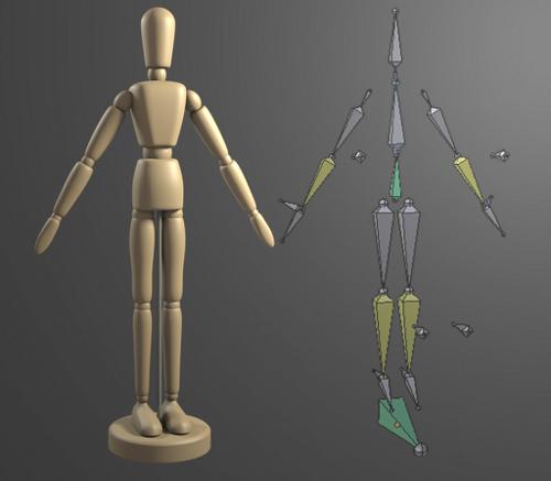 Rigged Wooden Mannequin preview image